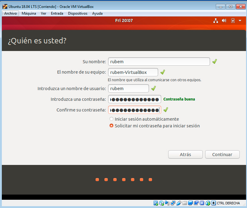 Ubuntu 18.04 escoger la clave