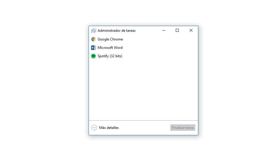 administrador de tareas minimizado windows 10