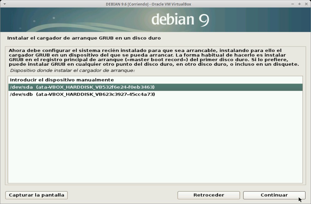 Paso 25b - Instalación de DEBIAN GNU/Linux 9.6