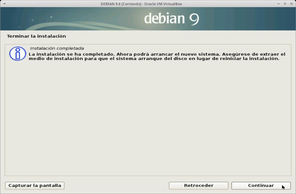 Paso 26b - Instalación de DEBIAN GNU/Linux 9.6