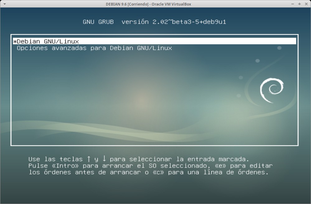 Paso 26c - Instalación de DEBIAN GNU/Linux 9.6