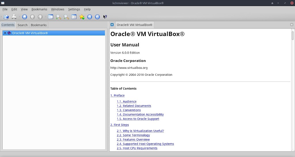 Virtualbox 6.0: Configuración - Ayuda - Contenido
