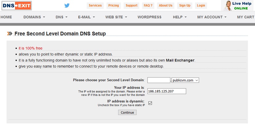 Wake on LAN (WoL) - Configuración: DNS Exit