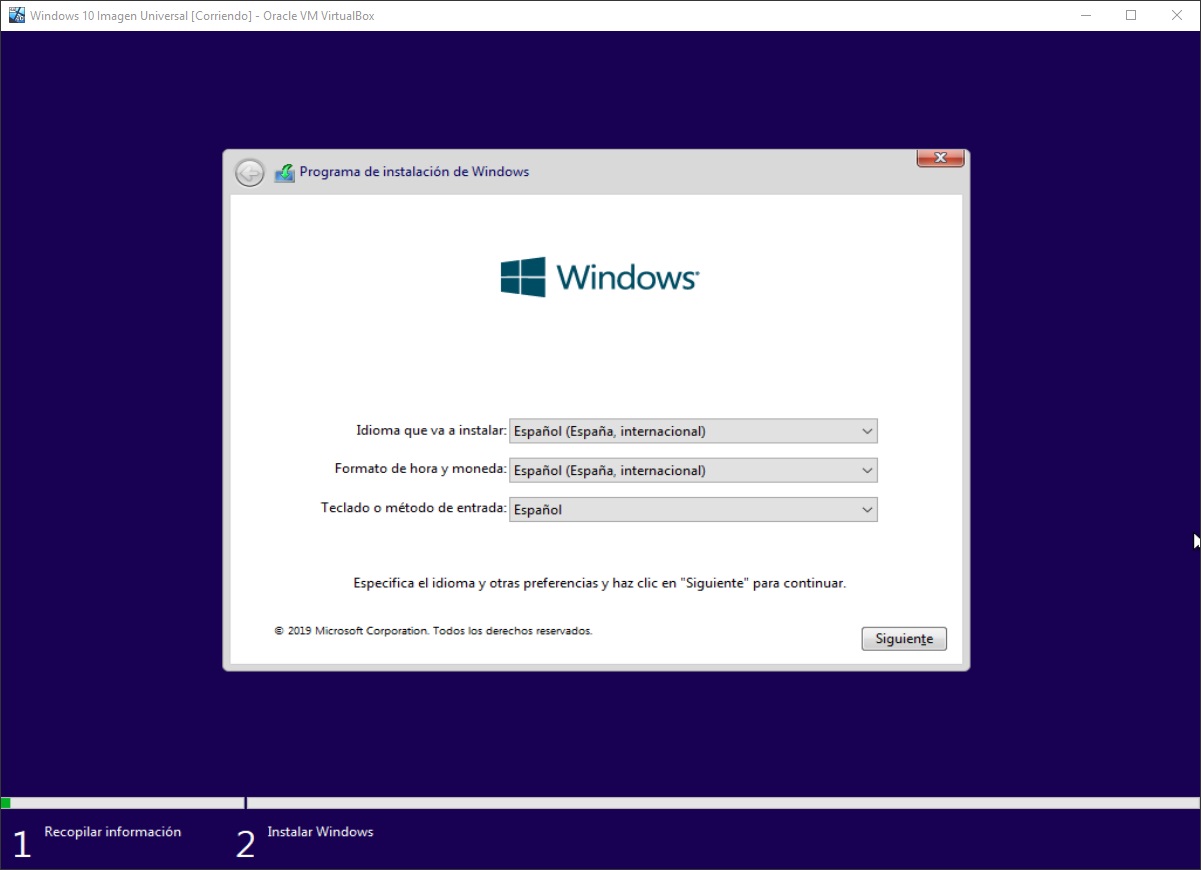 Windows 10: Instalación paso 1
